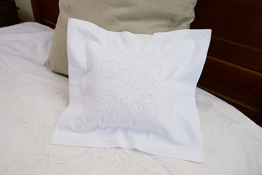 Victorian Hand Embroidered Pillow Sham 2" Flange. Baby 12x12"